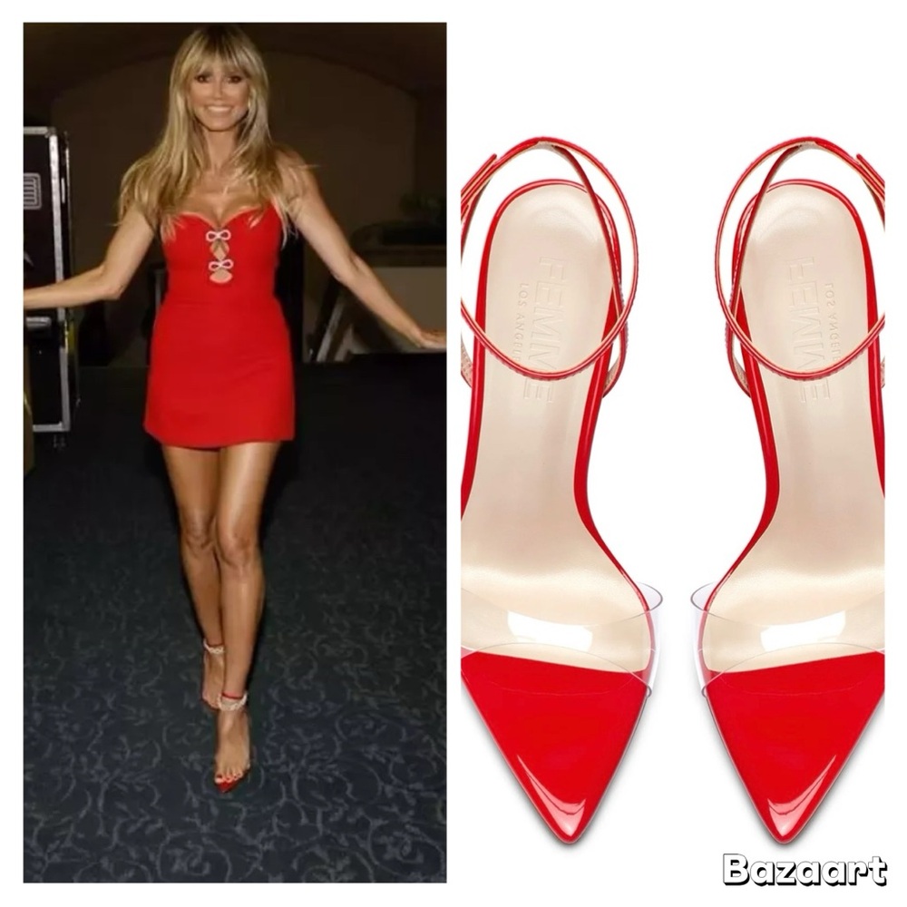 Femme LA GG RED Patent & PVC Heel Patent SIZE:38 / US: 8